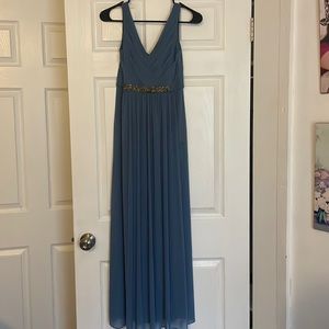 David's Bridal dark blue V-neck dress